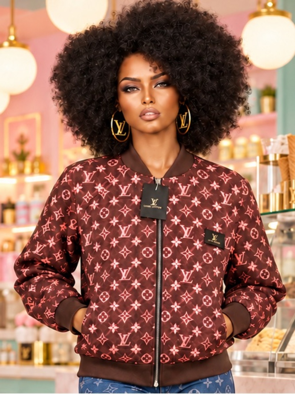 NWT! Louis Vuitton Brown Monogram Bomber Jacket M - Picture 9 of 9